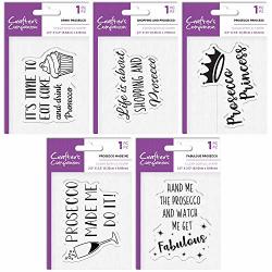 Crafter's Companion Quirky Acrylic Stamp Prosecco Bundle Various