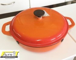 Round Cast Iron Casserole 4 Liter - Enamel Orange