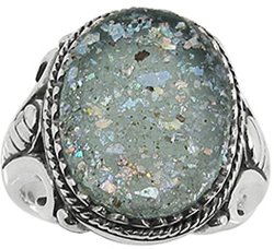 Billythetree Gemstone Jewelry Sterling Silver Ring With 2 000 Year Old Antique Roman Glass BTS-NRB5041 RG - Size 11