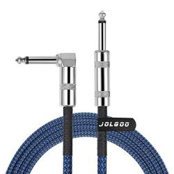 INCH 1 4 Cable Guitar Cable 10 Ft Straight To Right Angle 1 4 6.35MM Plug Bass Keyboard Instrument Cable Blue And Black Tweed Cloth