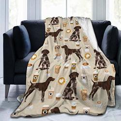 Flannel Fleece Moving Throw Blanket German Shorthair Pointer Dog Breed Custom Pet Coffee Lover Blankets For Spring Living Room Ultra Cozy And Large Lightweight