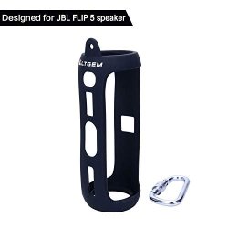 Ltgem Silicone Carrying Travel Case For Jbl Flip 5 Waterproof Portable Bluetooth Speaker With Extra Carabiner - Black