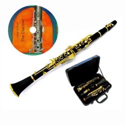 Top-grade Zweiss Black & Gold Designer Professional Bb Clarinet + Hardcase + Dvd