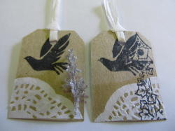 Handmade Black Silver And White Tags-2pc