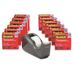 Scotch Transparent Tape With C60 Desktop Dispenser 3 4 X 1000 Inches 12 Rolls 1 Dispenser 600K-C60