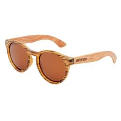 Round Brown Lens Polarized Bubinga Wood Sunglasses S910