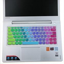 Leze - Ultra Thin Silicone Keyboard Cover Skin Protector For Lenovo Ideapad 110 14" 510S 14" Flex 4 14" Yoga 710 14" & 15" Yoga 910 14" Laptop - Rainbow