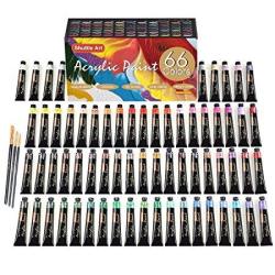 Acrylic Paint Set Shuttle Art 66 Colors 22ML TUBE With 3 Paint Brushes Professional Quality Rich Pigments Non-toxic For Artists Beginners And Kids Painting On