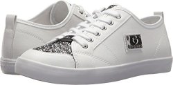 G By GUESS Women's MALLORY7 White pewter Glitter 7.5 M Us