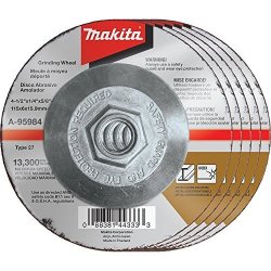 Makita A-95984-5 36 Grit Inox Grinding Wheel Pack Of 5 4-1 2" X 1 4" X 5 8"-11