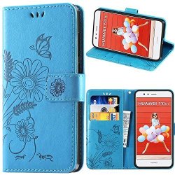 Kazineer Huawei P10 Lite Case Premium Leather Phone Wallet Case Protective Cover For Huawei P10 Lite - Turquoise Blue