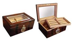 Prestige Import Group 100 Count Beveled Glass Top Humidor W External Hygro