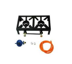 2 Burner Gas Stove With A Pipe And Regulator
