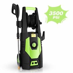 Mrliance 3500PSI Electric Pressure Washer 2.0GPM Power Washer 1800W High Pressure Washer Cleaner Machine With Spray Gun Hose Reel Brush And 4 Adjustable Nozzle Green