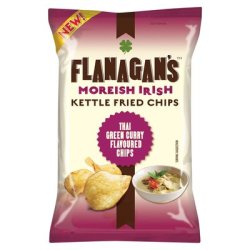 Flanagan's Moreish Irish Thai Green Curry Flavoured Kettle Fried Potato Chips 125G