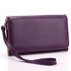 Phone Case Wallet Wristlet Purple Universal Fit For : Samsung Galaxy Grand Max|samsung Galaxy Grand Prime| Samsung Galaxy Core Ii|samsung Galaxy Core Prime