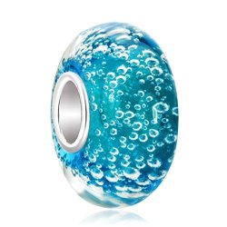 Lovelyjewelry Blue Bubbles Murano Synthetic Glass Charms Beads Fit Bracelets Green