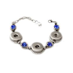 - Snap Button Bracelet Base With Sapphire Blue Crystals