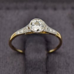 14CT Yellow Gold + Platinum Engagement Ring