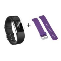 Generic Fitbit Charge 2 Silicone Strap S m Purple - With Protective Case