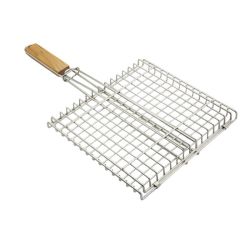 Bbq Grid Stainless Steel With Wooden Handle