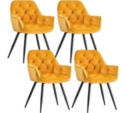- Lafoodie Yellow Dining Chairs Set Of 4