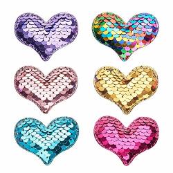 Ph Pandahall 30 Pcs 6 Colors Sewing On Heart Patches Sequins Patch Stickers Applique Embroidered Patches Sequin Crafts Accessories For Jeans Jackets Clothing Hat