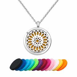 Cly Jewelry Love Sunflower Confident Aromatherapy Essential Oil Diffuser Necklace Pendant Stainless 12 Pads