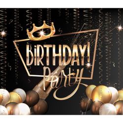 Birthday Banner Backdrop Table Decorations -series Black-no 3