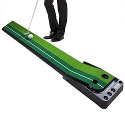 WINCAN Golf Putting Mat Green Indoor Outdoor Auto Ball Return Professional Portable Putting Trainer Set MINI Training Aids - Extra Long 10.5 Feet With