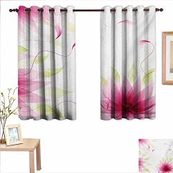 Martindecor Flower Customized Curtains Ivy Flowers And Leaves Abstract Natural Botanic Relaxing Lotus Design Print 55"X 45" Suitable For Bedroom Living Room Study Etc.