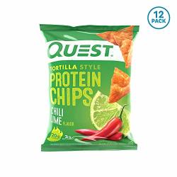 Quest Nutrition Tortilla Style Protein Chips Chili Lime Baked 1.1 Ounce Pack Of 12