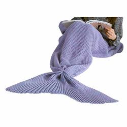 Adarl Christmas Knitted Throw Blanket Cozy Mermaid Tail Blanket Handmade Living Room Sleeping Bag For Kids Adult A4 71X35.5INCH