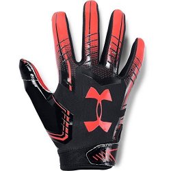 Under Armour Boys' F6 Youth Football Gloves Black 002 neon Coral Youth Large