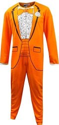 Bioworld 1970'S Orange Tuxedo One Piece Pajama For Men Large