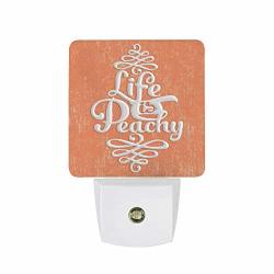 Cute Funny Life Is Peachy Girly Peach And White Whimscalplug-in Night Light Smart LED Sensor Night Light Energy-saving And Durable Portable For Bedroom Stairwell