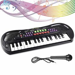 Liberty Imports Kids Piano Keyboard 32 Keys Portable Electronic Musical Instrument Multi-function Keyboard Teaching Toys Birthday Christmas Day Gifts For Kids Black