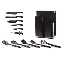 13 Piece Knife Set With Stand And Kitchen Tools - Aquamarine