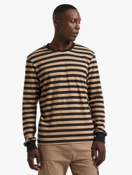 Men&apos S Black & Stone Striped Long-sleeve T-Shirt