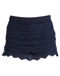 Ladies Lace Layered Shorts - Navy - S - 30