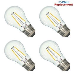 Luxrite LR21237 4-PACK 2-WATT LED Filament A15 Light Bulb 25W Incandescent Light Bulb Replacement Warm White 2700K 200 Lumens 280 Flood Beam 80 Cri 15 000 Hour Life E26 Base