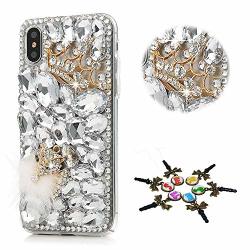 Stenes Bling Case Compatible With Huawei P30 Lite - Stylish - 3D Handmade Crown Fox Design Protective Cover Compatible With Huawei P30 Lite 6.2
