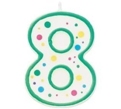 Wilton Green Polka Dots Number 8 Age Candle Children Birthday Party Decoration