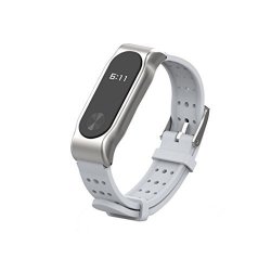Mchoice Durable Replacement Silicom Waterproof Anti-off Wristband Sports Bracelet For Xiaomi Mi Band 2 Grey