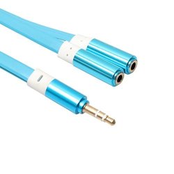 Mchoice 3.5MM Audio Aux Cable Male To 2X Female Stereo Extension Headphone Splitter Cord Blue