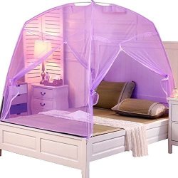 Nattey Purple Bedding Canopy Mosquito Net Tent For Twin Queen Small King Bed Size Small King