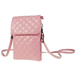Small Yajama Shoulder Crossbody Bag Purse Leather Cellphone Pouch For Travel Daily Use Pink