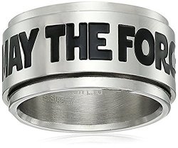 Disney Interactive Studios Star Wars Jewelry May The Force Be With You Stainless Steel Men's Spinner Ring Size 8