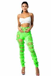 Aphrodite High Waisted Jeans For Women - High Rise Skinny Womens Heavy Distressed Ripped Cut Out Jeans 4662 Made In Usa Neon Green 1