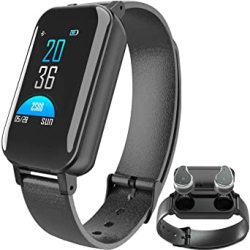 Fitness Tracker Wireless Headphones Bluetooth Earphone Headsets Charging Case Talk Band Watch Heart Rate Blood Pressure